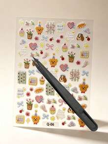 1 Set Korean Hand‑Drawn Style Stickers Aesthetic, Soft Macaron Tone Decor Accessories, Suitable For Multi‑Surface Ornament, Premium Journaling Supplies For Daily Scene Decoration - Dopamine Color Stickers - View 16