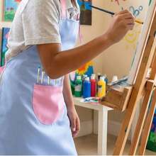 1pc-Art Classroom, School Boys & Girls Sleeveless Painting Apron With Cartoon Pocket, Multi-Functional Waterproof & Paint-Resistant Apron For Elementary Students, Suitable For Children Around 1.1-1.3 Meters Height. Back To School Season - Multicolor - View 2