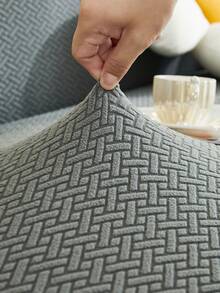 1pc Jacquard Sofa Cover, Thick Short Plush Elastic Non-Slip Sofa Protector, All-Season Use, Pet-Proof Stain-Resistant, Removable Sofa Cushion Protection, Machine Washable, Suitable For Living Room, Bedroom, Outdoor, L-Shaped Chaise Lounge, 1/2/3/4 Seater Sofa - Dark Grey - View 7