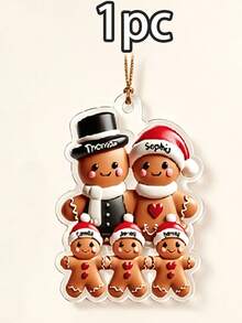 Custom Gingerbread Family Christmas Ornament, Personalized Tree Decor, Festive Holiday Style, Customized 3-8 Names Family Keepsake, Customizable Christmas Hanging Decoration, Family Name Ornament, Christmas Home Decor, Christmas Gift, 2D Flat - Style C - View 18
