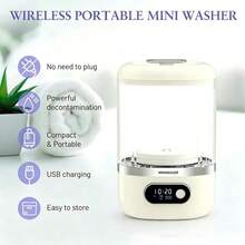 Portable Mini Washing Machine, 3000mAh Wireless Rechargeable Small Washer, Deep Cleaning For Underwear Socks Baby Clothes, For Apartment Travel Camping Hotel Use - White - View 2