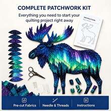 IAGREEA Kit Patchwork DIY Aurora Wildlife, Set Jahit Patchwork Cahaya Utara DIY, Bahan Bordir Kain Langit Berbintang yang Sudah Dipotong, Kit Dekorasi Dinding Buatan Tangan, Cocok Untuk Pemula Dan Dewasa, Hadiah Natal yang Sempurna - A - View 1