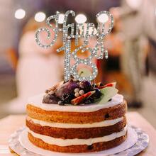 Silver Rhinestone Happy 18th Birthday Cake Topper, Sparkling Number 18 Cake Decoration For Birthday Party, Coming Of Age & Celebration - Style a - View 4