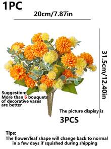 1pc Artificial Dandelion Bouquet, Suitable For Home Decor, Kitchen Decor, Autumn Decor, Outdoor Decor, Table Decor, Wedding Decor, Artificial Plants, Women's Gift, Back To School - Yellow - View 3