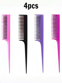 3pcs/2pcs/1pc 3-Layer Pointed Tail Flat Comb With 3 Rows Of Dense Teeth, Heat-Resistant Hair Comb For Thick And Thin Hair Styling, Creating Voluminous And Full Hairstyle Structure, Highlight Comb, Pointed Tail Comb, Long Hair Updo Comb, Hair Dye Comb - Multicolor - View 11