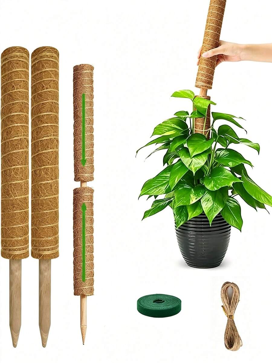 Monstera Plant Support Moss Pole, Stackable Coconut Fiber | Moss Totem Support Rod High Stand Plant Growth Pole Indoor Live Plant Moss Fixing Rack - Multicolor - View 1