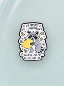 Cute Raccoon Holding Lemon Enamel Pin Funny Cartoon Animal Lemon Star Lapel Badge For Backpack Jacket Decor - Multicolor - View 6