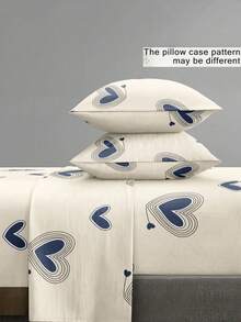 4-Piece Black Heart Butterfly Floral Pattern Bed Sheet Set, Includes 1 Fitted Sheet, 1 Flat Sheet And 2 Pillowcases (Pillow Inserts Not Included). Suitable For King, Queen, Full And Twin Size Beds, Fitted Sheet With Deep Pocket Design, Pillowcases Up To 11.8 Inches. Soft And Breathable, Wrinkle-Resistant - Khaki - View 2