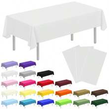 3pcs/12pcs/20pcs Plain Square Disposable Plastic Tablecloth, Waterproof & Stain-Resistant, Easy To Clean, Household Supplies - Multicolor - View 2