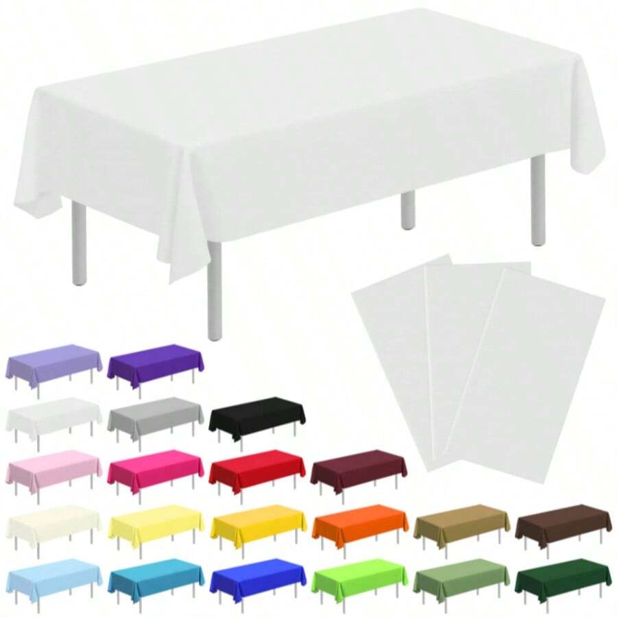 3pcs/12pcs/20pcs Plain Square Disposable Plastic Tablecloth, Waterproof & Stain-Resistant, Easy To Clean, Household Supplies
