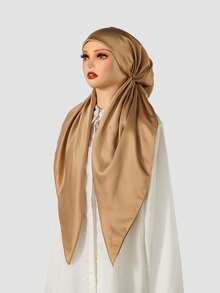 1PC Women's Solid Color Satin Elastic Headscarf Instant Hijab, New Satin Easy-To-Wear Headscarf, High-End Draping With Glossy Finish, Fashionable Versatile Slouchy Headscarf Hijab Scarf, Convenient To Wear Casual Versatile Suitable For Daily Use - Multi-color Satin Elastic Headband - View 18