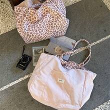 Korean Style Pink Leopard Print Canvas Tote Bag Women 2026 New Versatile Large Capacity Daily Commute Shoulder Bag - Multicolor - View 4