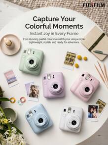 FujiFilm Instax Mini 12 & Mini 13 Instant Camera | Two Models Available | 13 Upgraded Dual-Mode Selfie & Timer | 12 Classic Basic Operation | Both Equipped With Selfie Mirror + Automatic Exposure Control | 5-Color Macaron Body, Portable For Travel - View 10