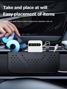 1pc Car Storage Bag, Adhesive Phone Holder, Multi-Functional Mesh Pocket Organizer, Car Storage Box Accessory - A - View 3