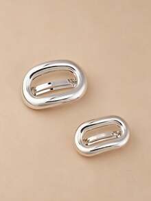 2pcs Solid Color Minimalist Style Two Sizes Combination Spring Hair Clips, Simple And Low-Key Women's Hair Accessories - Multicolor - View 6