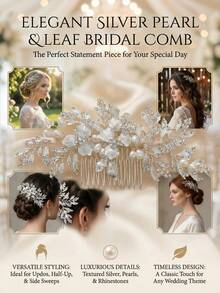 1pc Shiny Elegant Party Zinc Alloy Hair Comb Bridal Wedding Hair Accessory All Seasons - Color - View 2