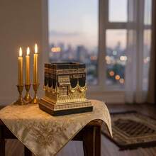 Exquisite Replica Model, Islamic Mecca Mosque Resin Statue, Gold And Black Muslim Home Desktop Decor (4.6 Inches) - House Model - View 2