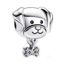 1pc Vintage Silver Plated Large Hole Bead Cat Dog Turtle Bee Animal Hollow Heart Shape Pendant, Handmade Jewelry, Suitable For Girls Bracelet Gift - Silver - View 20