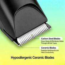 Conduroma Men's Body Hair Trimmer - Portable Electric Intimate And Groin Hair Trimmer Set, Waterproof Wet & Dry Use, With Replaceable Ceramic Blade, Ideal Gift - Black - View 10