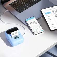 Impresora de etiquetas inalámbrica Phomemo M110 - Creador de etiquetas portátil de 203 ppp, adecuado para pequeñas empresas, oficinas, tiendas - Compatible con iOS/Android y PC - Adecuado para etiquetas de código de barras, precio, logística, dirección y ropa - Azul - Ver 5