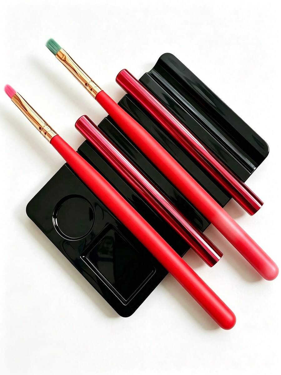 1pc Nail Brush Holder, Multi-Slot Nail Pen Storage Tray With Paint Mixing Palette, Suitable For Nail Salon - Multicolor - View 1