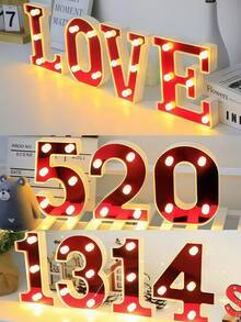 1pc LED Letter Light Sign, DIY Letters, Numbers And Symbols, Suitable For Birthday, Christmas, Bar, Home Party, Wedding Decoration, Autumn Decoration, Room Decoration, Kitchen Decoration, Summer Decoration, Wall Decoration, Home Decor And Bedroom Decoration - Q7-red Letter Light - View 6