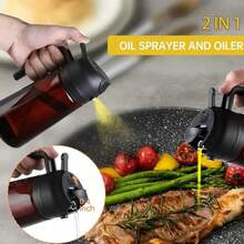 High Grade Olive Oil Dispenser Bottle,Light-Blocking Blocks UV Rays & Preserves Flavor, Dual-Use Spray & Oil Pot,  Light-Proof Label, Splash Proof, Suitable For Kitchen & Outdoor Cooking - Black - View 8