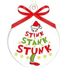 The Grinch The 12/6/2Pcs Acrylic ‑Themed Christmas Tree Hanging Ornament, Multiple Funny Quote Pattern Styles Optional, Perfect For Christmas Home Decor, And Ideal As Xmas Tree Decoration And Holiday Party Gift. - Multicolor - View 3