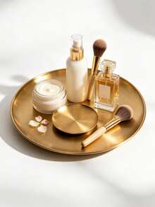 1pc Gold Minimalist Desktop Organizer Tray, Stainless Steel Bathroom Tray, Jewelry Tray, Jewelry Storage Box, Jewelry Organizer Rack, Perfume Tray, Scented Candle Tray, Wedding Room Home Decor, Vintage Decoration - Gold - View 12