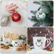 The Grinch 10pcs The Face Decorative Stickers Home Engineering DIY Wall Decals Birthday Party Supplies Stackable 3D Stickers - Multicolor - View 7