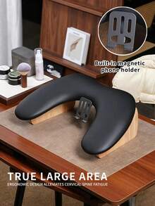 annies Black Nail Art Hand Rest Pillow With Built‑In Magnetic Phone Holder PU Surface Arm Rest Cushion For Manicure Salon Use - Multicolor - View 3