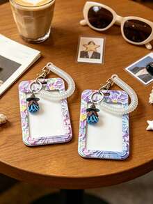 Retractable Anti-Loss Spring Rope Oil Painting Style ID Card Holder, Aesthetic Floral Design, Artistic Style Card Holder, Detachable, Exquisite Fashion Accessory, Badge/Card Display Protection Cover, Student ID Card Holder, Bus/Metro Card Holder, Non-Inductive, Bank Card Holder, Idol Merchandise Small Card Storage Sleeve, Portable ID Card Holder Decorative Keychain, Suitable For Office Workers, Nurses, Doctors, Teachers, Students, Etc., Gift For Family, Teachers, Close Friends, And Colleagues For Halloween, Back To School, Birthday, Valentine's Day. - Multicolor - View 10