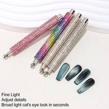 Cat-Eye Magnetic Nail Art Tool Set Featuring A Powerful Magnet For Cat-Eye Gel Polish, A Dual-Ended V-Shaped Magnetic Plate, And A Rhinestone-Style Magnetic Wand; Suitable For Both Nail Salons And DIY Home Use. - Multicolor - View 3