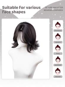 alicegarden 14-Inch Long Synthetic Short Bob Wig Featuring A Natural Curly Hair Look A A Stunning Black-Brown. Designed With Bangs , This False Hairpiece Is Perfect For Ms Daily Party Cosplay Use, Offering A Natural And Natural Durable Wig Gift For Ladies. - View 2