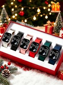 6/1pc Boys & Girls Watch Set, Digital Display Sports Style LED Screen Watch, Casual Sports Electronic Watch Suitable For Daily Life, School, Gatherings, Parties, Perfect Gift For Mother's Day And Back To School (Gift Box Not Included) - Multicolor - View 11