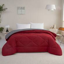 Soft Quilted Polyester Comforter With Reversible Design And Diamond Stitching, Comfortable Bed Filling, Available In Sizes 180x240cm, 220x240cm, And 240x260cm - Red - View 3