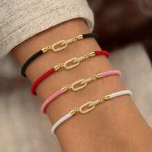 1pc New Classic Double Oval Colorful Adjustable Rope Bracelet For Women - Oval - View 1
