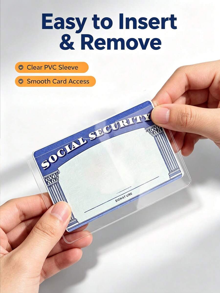 Transparent PVC Waterproof Medical/Social Security Card Protector - Clear Vinyl Plastic Card Holder, Wallets For Women, Travel Essentials, Portable - Multicolor - View 1