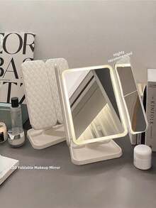 1pc LED Vanity Mirror, Leather Finish, USB Rechargeable Battery, Smart Touch Control, Suitable For Home Decor And Makeup Use - A - View 4