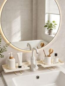 Over‑The‑Faucet Sink Organizer Rack, 90‑Degree Foldable Design Countertop Space And Keeps Sink Tidy, Holds Soap Dispenser, Toothbrushes, Toothpaste And Small Bathroom Supplies, Perfect For Bathroom Sink, Household Washroom Dorm Use - Multicolor - View 10