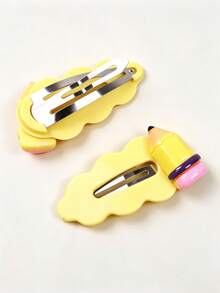 3pcs Pencil Hair Clips, Blackboard Hair Clips, Back To School Book Shaped Hair Accessories, Suitable For Daily Use - Multicolor - View 4