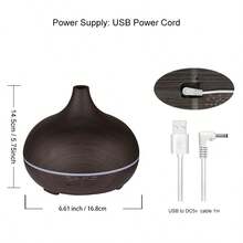 1pc 18.6oz (Approx. 530ml) Ultrasonic Cool Mist Humidifier Aromatherapy Oil Diffuser, With 7 Color LED Lights, Ultra Quiet, Adjustable Timer And Auto Shut-Off Switch, Light Brown, Suitable For Home, Office, Yoga, Spa, Bedroom - Multicolor - View 11