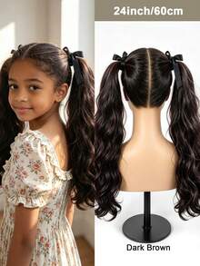 Tie-Up Double Wave Ponytail Hair Extensions, Synthetic Fiber Curly Drawstring Ponytail Wig, Suitable For Girls, Soft Large Wave Curly Hair Piece, Easy To Wear, Suitable For Daily, Halloween, Christmas Party And Cosplay, Multiple Lengths Available - Multicolor - View 18