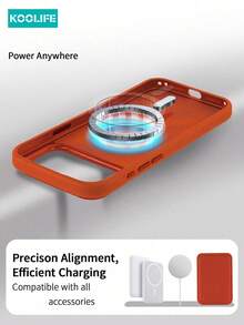 Koolife 1pc Tech Fabric Magnetic Phone Case, PC+TPU Material, Solid Color, Metal Independent Buttons, Lightweight, Anti-Scratch Anti-Drop Protective Shell, For IPhone 18 Pro/18 Pro Max/17/17 Pro/17 Pro Max/16/16 Pro/16 Pro Max/15/15 Pro/15 Pro Max - Orange - View 4