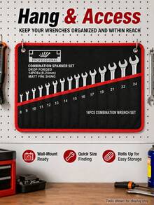 14-Pocket Tool Organizer Roll. Durable Wrench Storage Bag With Portable Handle. Perfect For Garage & Workshop Organization. - Tool Bag - View 6