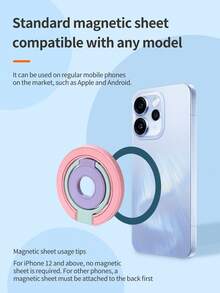 Tri‑Fold Magnetic Phone Ring Holder,360°Rotatable Alloy Finger Ring Kickstand,Multi‑Angle Desktop Stand Compatible With Magnetic Phone Cases - Multicolor - View 10