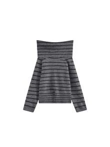 Women's Off-The-Shoulder Sweater, New Autumn/Winter Niche French Design, Soft And Comfortable Pullover Knit Top - Stripe - View 7