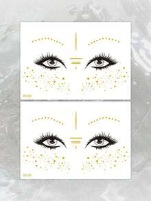 2 Sheets Gold Temporary Tattoos Gold Freckles Metallic Tattoos Women Adult Waterproof Gold Henna Temporary Tattoos Feather Flower Star Mandala Pattern Suitable For Beach Festival Music Party,Formulated Without Henna - Gold - View 7