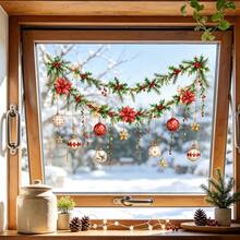 1/3pcs Reusable Christmas Pine Tree Wreath Robin Window Decals, Double-Sided Visible PVC Static Adhesive Glass Stickers, Suitable For Home, Shop Windows, Restaurants, And Holiday Party Decorations - Multicolor - View 3