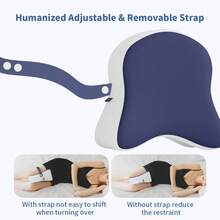 1pc Memory Foam Leg Pillow, Streamlined Grooved Design Leg Pillow, Contoured To Leg Curve, Ergonomic Knee Pillow, With Adjustable Strap To Fix Position, Provides Thigh And Hip Support For Side Sleepers - Blue and White - View 9